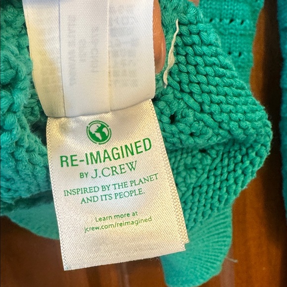 J Crew Balloon Sleeve Pointelle Patina Green Crewneck women’s size XS - Picture 5 of 6